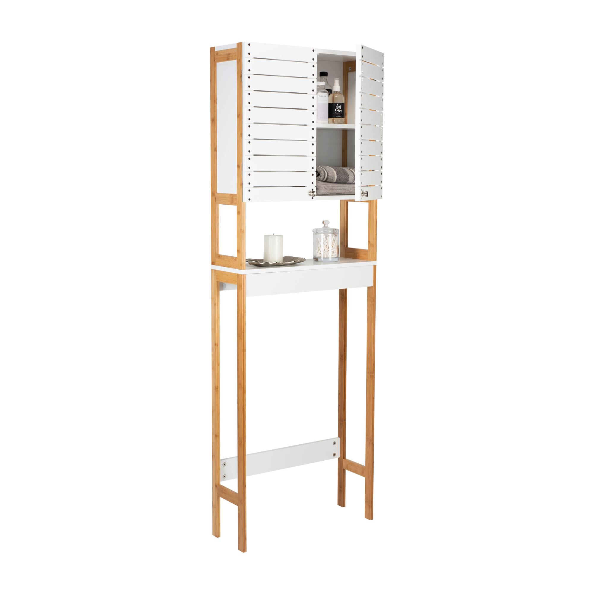 Organize It All 3-Shelf White Bamboo Over the Toilet Cabinet